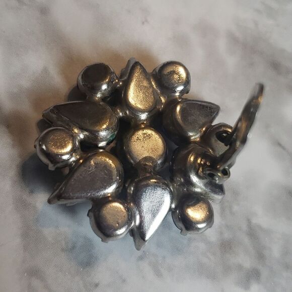 Blue Faux Rhinestone Clip on Earrings - Picture 5 of 11